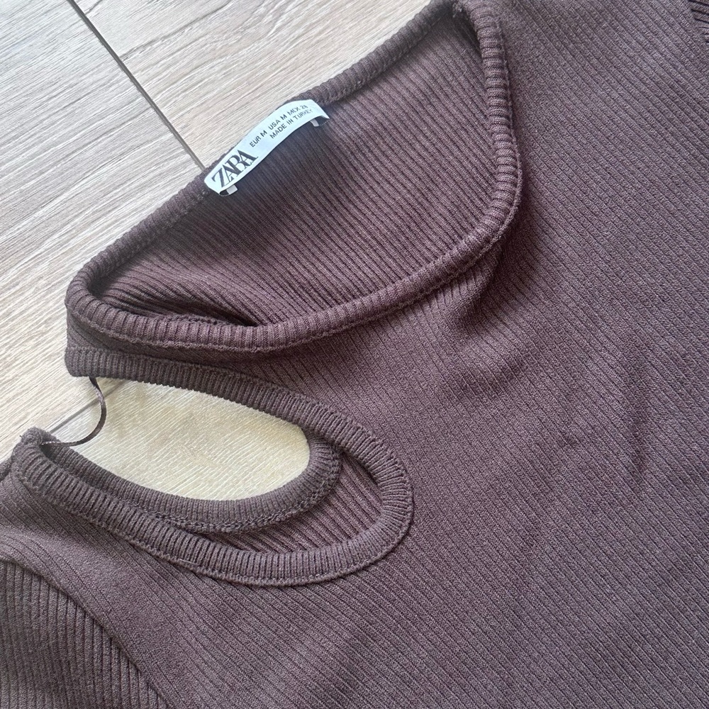 Zara Ribbed Long Sleeve Crop Top - Picture 8 of 13